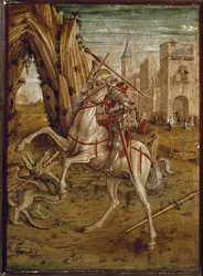 São Jorge a matar o dragão (predela da Pala Odoni), depois de 1490