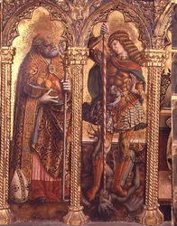 São Nicolau e São Miguel, detalhe do políptico de San Martino (tempera no painel) (ver 76669)