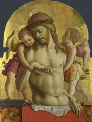 O Cristo morto apoiado por dois anjos
