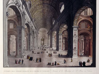 Interior da Grande Basílica de San Pietro, no Vaticano,