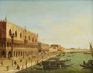 O Palácio dos Doges em Veneza com Riva degli Schiavoni