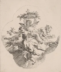 Putti segurando flores, 1725-75.