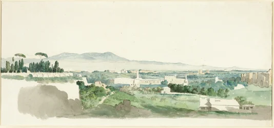 Uma vista do Monte Palatino, Roma, as Colinas Albanas à distância