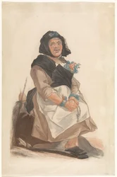 Als vrouwen verkleiden man conheceu rozenkrans, zitten Asana (título no objeto) Retratos de rostos de pessoas que servem para entreter o público florentino (título da série)