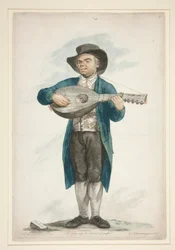 Claudi, o tocador e cantor de alaúde cego. Da série de doze personagens florentinos da rua.