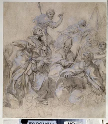 Desenho preparatório de um afresco para a igreja de Santa Maria del Popolo em Roma (guache e lápis sobre papel)