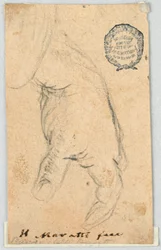 Desenho, Desenho: Uma mão esquerda pendurada, 1650-1700