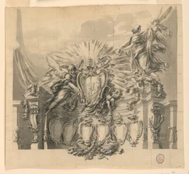Projeto para a decoração da fachada de São Pedro, Roma, para a Canonização de Giuseppe da Capertino e Jeanne-Françoise de Chantal