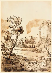 Desenho, Uma Paisagem Pastoral, 1760-1780