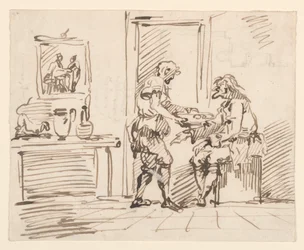 Desenho, Uma cena de género, 1725-50