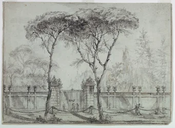 Desenho, No portão de uma villa, 1770-86
