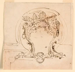 Desenho, Escudo Papal, 1740-58