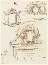Desenho, esboços para molduras, para a sacristia de São Pedro, 1740-58