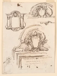 Desenho, esboços para molduras, para a sacristia de São Pedro, 1740-58