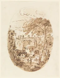 Paisagem com cavaleiro e ponte