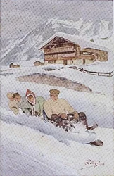 O Toboggan de quatro homens (cor litho)