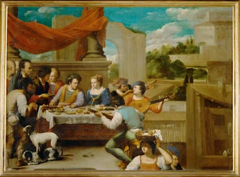 Lázaro e o rico gastador ... (pintura sobre tela)