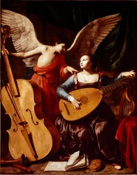 Pintura de São Cécile e o Anjo de Carlo Saraceni