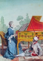 Retrato de mademoiselle Desgots de Saint-Domingue com seu escravo Laurent