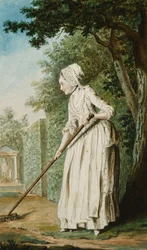 A duquesa de Chaulmes, como jardineiro em uma Allee, 1771