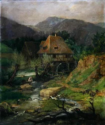 Moinho perto de Doernberg (óleo sobre tela)
