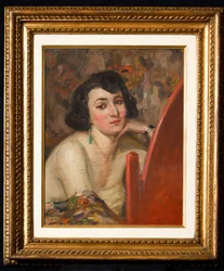 Mulher ao espelho (óleo sobre contraplacado)