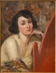 Mulher no espelho (óleo sobre madeira compensada)