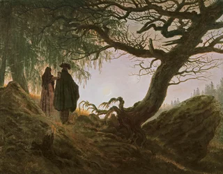 Um homem e uma mulher contemplando a lua, de Caspar David Friedrich (1774-1840)