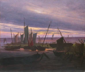 Barcos no porto à noite, c. 1828