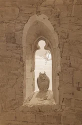 A coruja na janela gótica. c. 1836