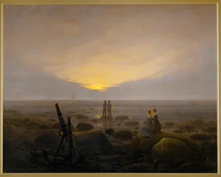 Nascer da lua à beira-mar (óleo sobre tela)