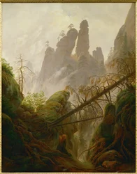 Paisagem rochosa no Elbsandsteingebirge (pintura sobre tela)