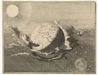 Universo com terra, sol, lua e estrelas