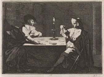 Jogo de cartas entre um jovem e o diabo