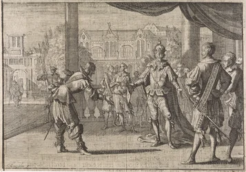 O imperador Fernando III é parabenizado pelo nascimento de seu filho Leopoldo, 1640