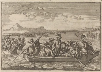Waldenses expulsos de Savoy regressam ao seu país em barcaças através do Lago de Genebra, 1689