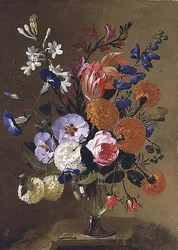 Uma natureza morta de flores em um vaso, 1668