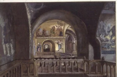 Uma vista de uma galeria na Basílica de St.Marks, Veneza