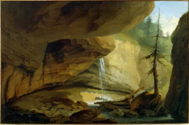 Gruta de pedra com cascata