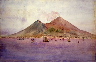 O Monte Vesúvio visto da Baía de Nápoles