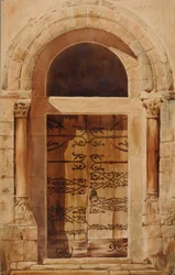 Portal da Igreja de Nervy St. Sepulcher cópia fac-símile de um desenho de E. Viollet Le Duc..., 1880.