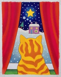 Gato na janela (wc no papel)
