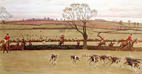 Cena de caça, a tripulação Alicestone Watercolour de Cecil Aldin (1870-1935) Colecção Privada do século XIX