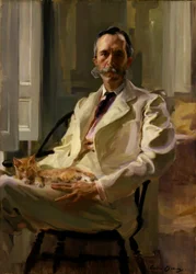 Homem com o bebedor de gato Henry Sturgis, 1898.