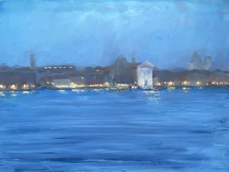 Noturno, Veneza 2025 (óleo sobre painel)