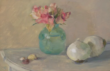 Rosas e cebolas venezianas (óleo sobre painel)
