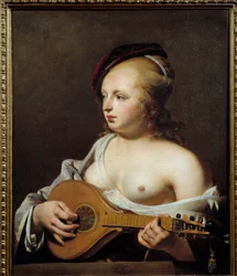 O tosquiador Pintura de Cesar Van Everdingen (1606-1678) (ec.holl.) Sol do século XVII. 0,75x0,6 m Rouen, Museu de Belas Artes