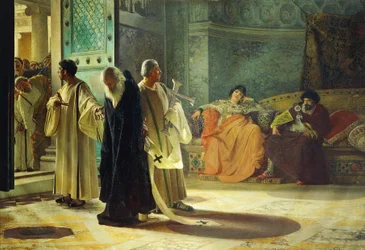 Deposição do Papa Silverio, 537, óleo sobre tela, por Cesare Maccari (1840-1919)