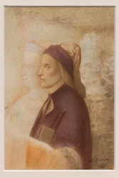Retrato de Dante, de Cesare Mussini, cerca de 1844 (aguarela sobre cartão)