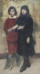 Dois primos, Cesare Tallone (óleo sobre tela)